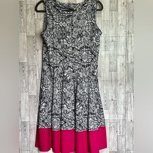 Haani Navy Blue/White Dress w/Fuscia‎ Accent-Size Large-P